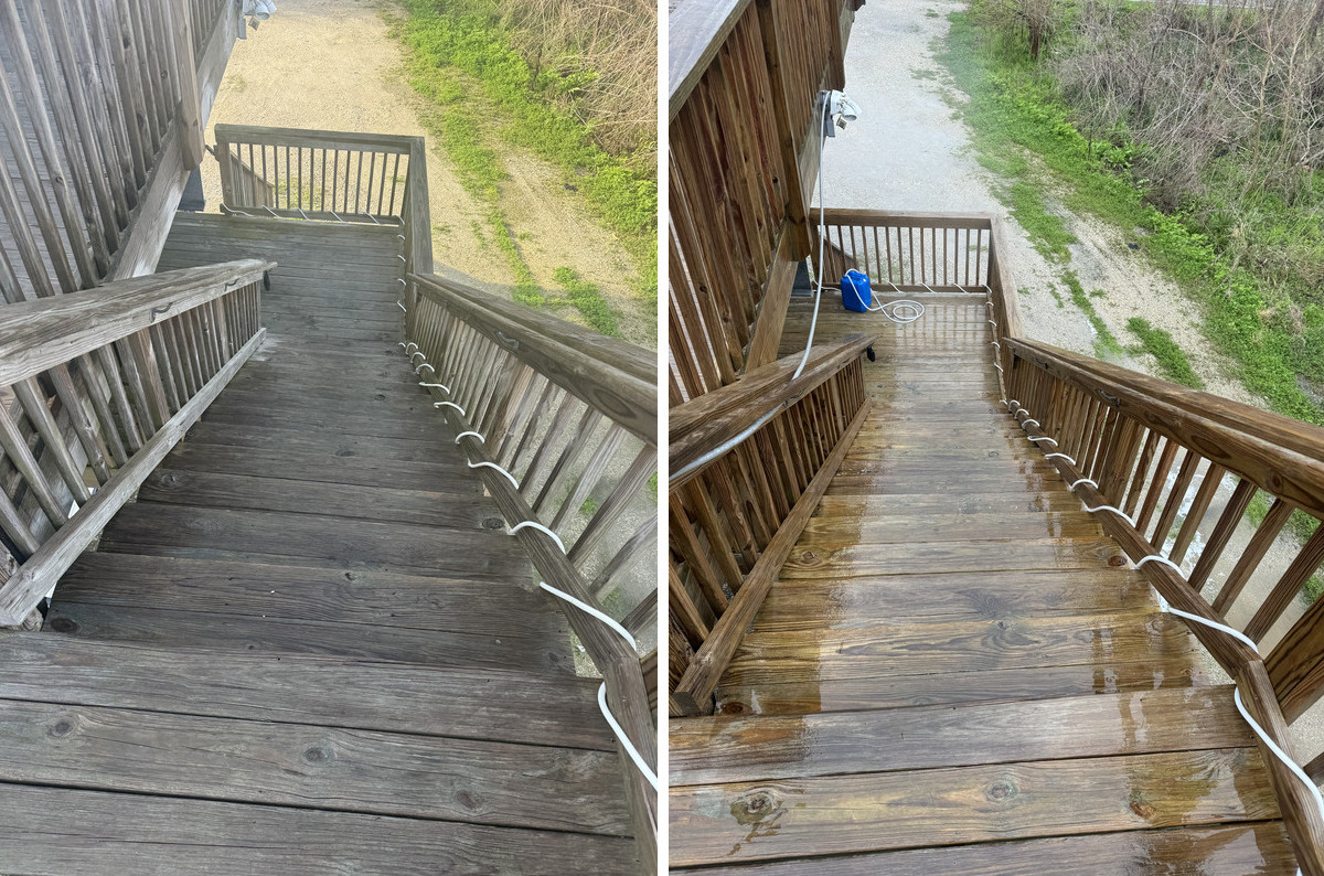 Deck Restoration and Vinyl Fence Soft Washing Before and After
